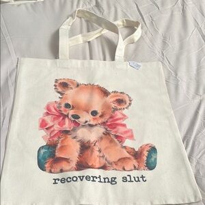 Cute Bear Tote Bag with Pink Bow